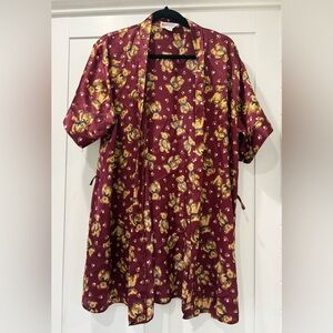 Sussan Maroon Teddy Bear‎ Patterned Robe